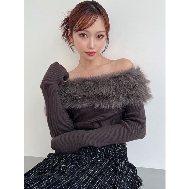 フェイクファーオフショルニットトップス | RESEXXY | 詳細画像13 