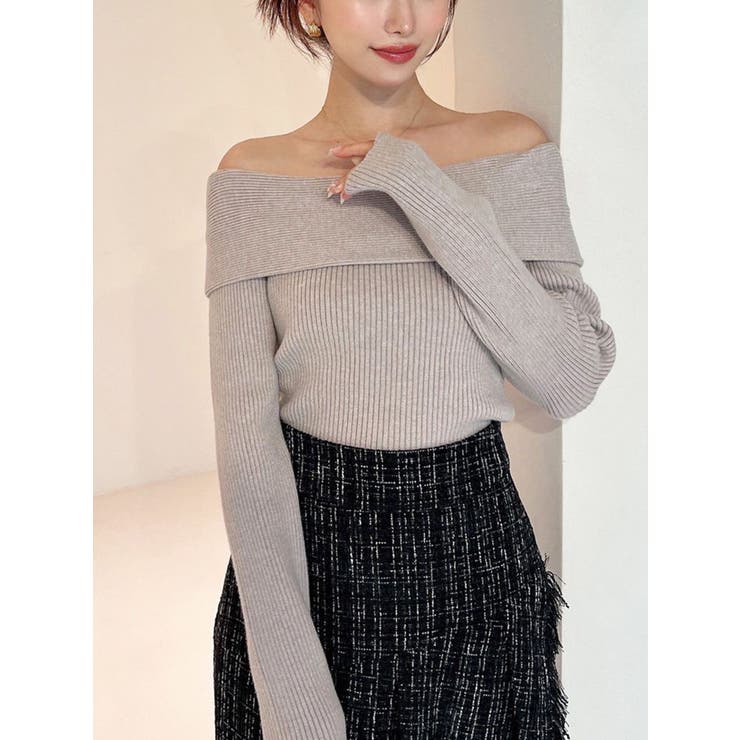 リブニットオフショルトップス[品番：MKSW0066578]｜RESEXXY