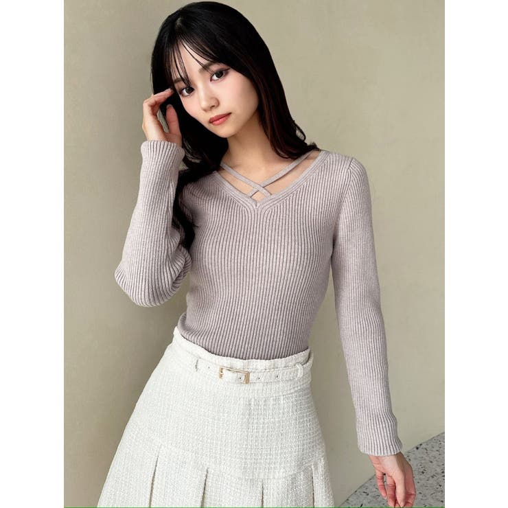 デコルテクロスニットトップス[品番：MKSW0067139]｜RESEXXY