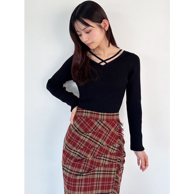 トップス NKNIT デコルテクロスニットトップス[品番：MKSW0067139]｜RESEXXY