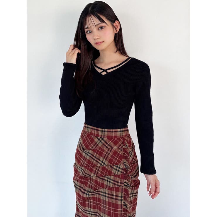 デコルテクロスニットトップス[品番：MKSW0067139]｜RESEXXY