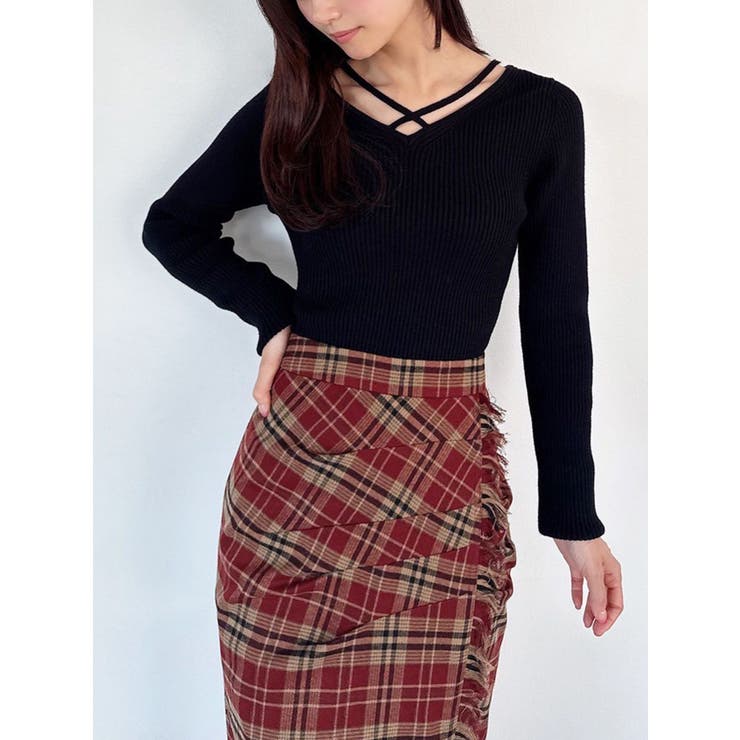 デコルテクロスニットトップス[品番：MKSW0067139]｜RESEXXY