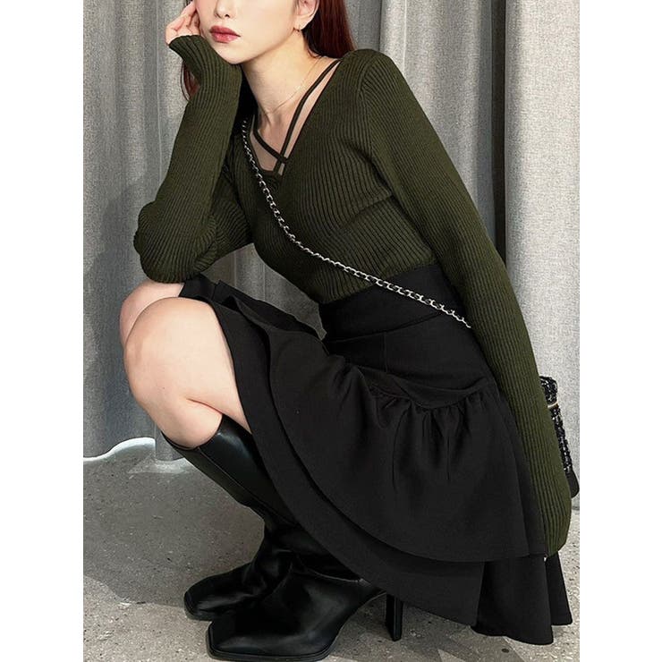 デコルテクロスニットトップス[品番：MKSW0067139]｜RESEXXY