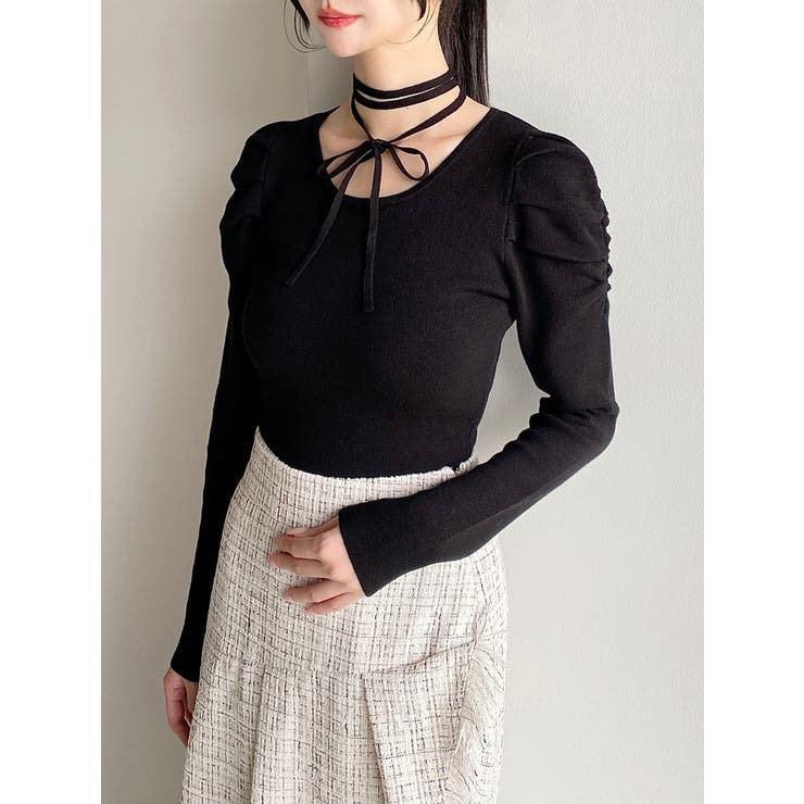 チョーカーデザインニットトップス[品番：MKSW0067050]｜RESEXXY