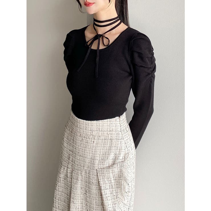 チョーカーデザインニットトップス[品番：MKSW0067050]｜RESEXXY