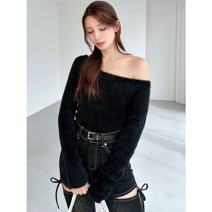 ミニシャギーワンショルニットトップス | RESEXXY | 詳細画像8 