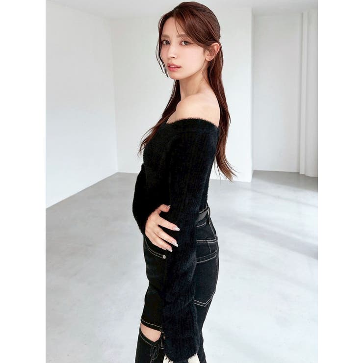 ミニシャギーワンショルニットトップス | RESEXXY | 詳細画像9 