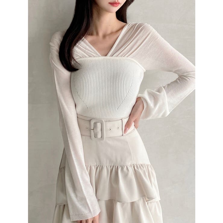 ホワイト | 2WAYオフショルニットトップス | RESEXXY