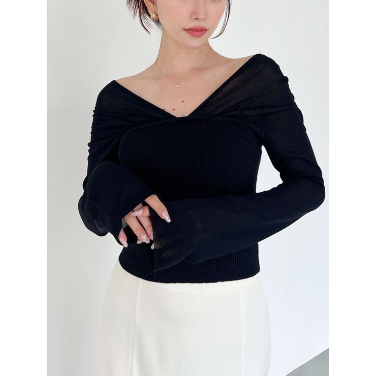 ブラック | 2WAYオフショルニットトップス | RESEXXY