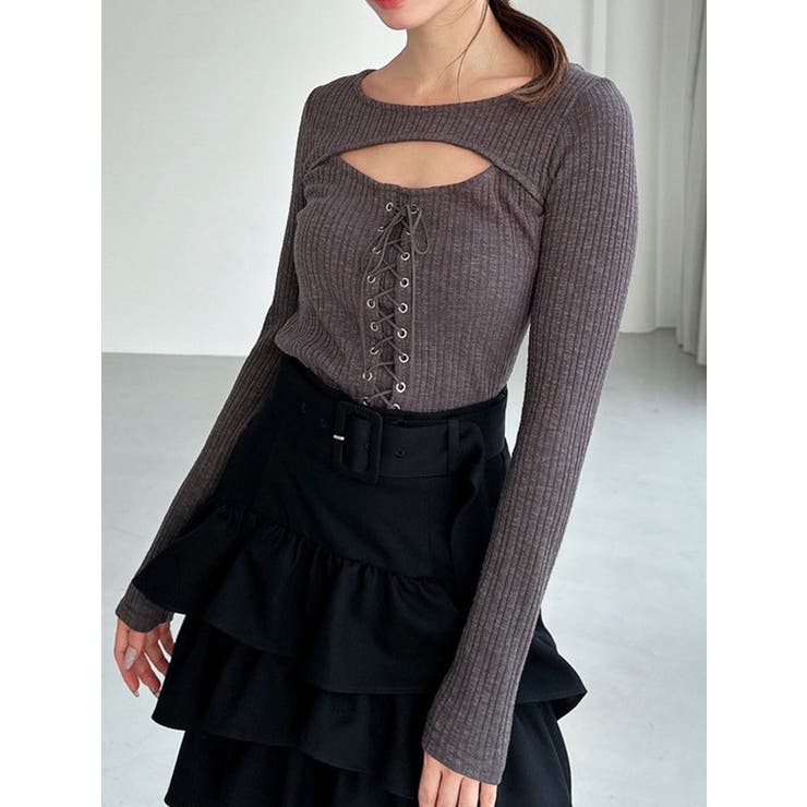 フロントレースアップカットトップス[品番：MKSW0066910