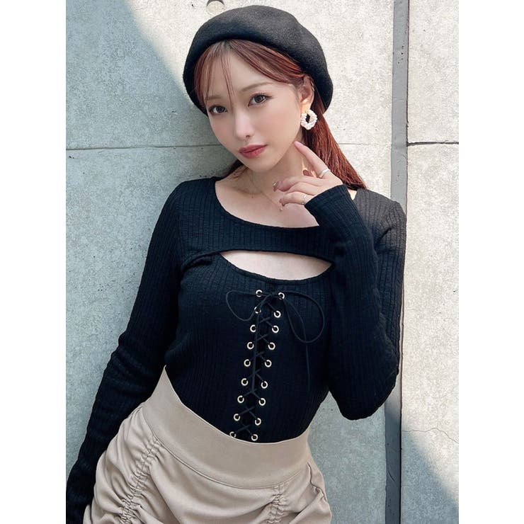 フロントレースアップカットトップス[品番：MKSW0066910]｜RESEXXY