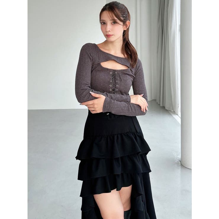 フロントレースアップカットトップス[品番：MKSW0066910]｜RESEXXY