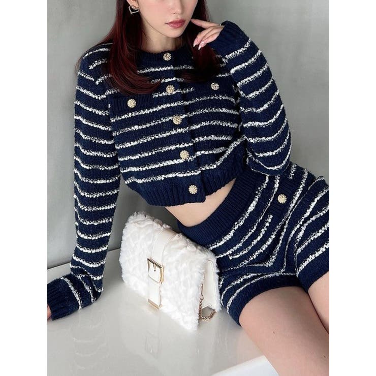 ツイードボーダーニットカーディガン【セットアップ着用可能】 | RESEXXY | 詳細画像1 