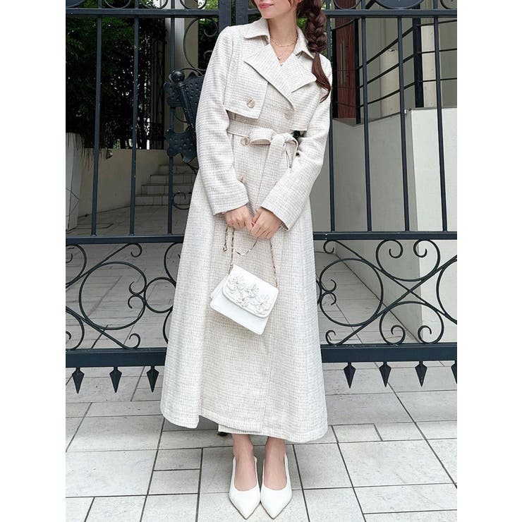 アイボリー | 2WAYツイードレイヤードコート | RESEXXY