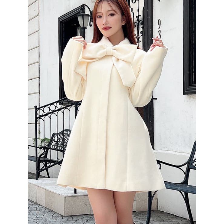 アイボリー | 【追加生産分】ビッグリボンミディコート | RESEXXY