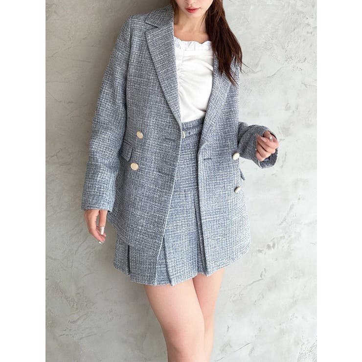 ブルー | ツイードミディジャケット【セットアップ着用可能】 | RESEXXY