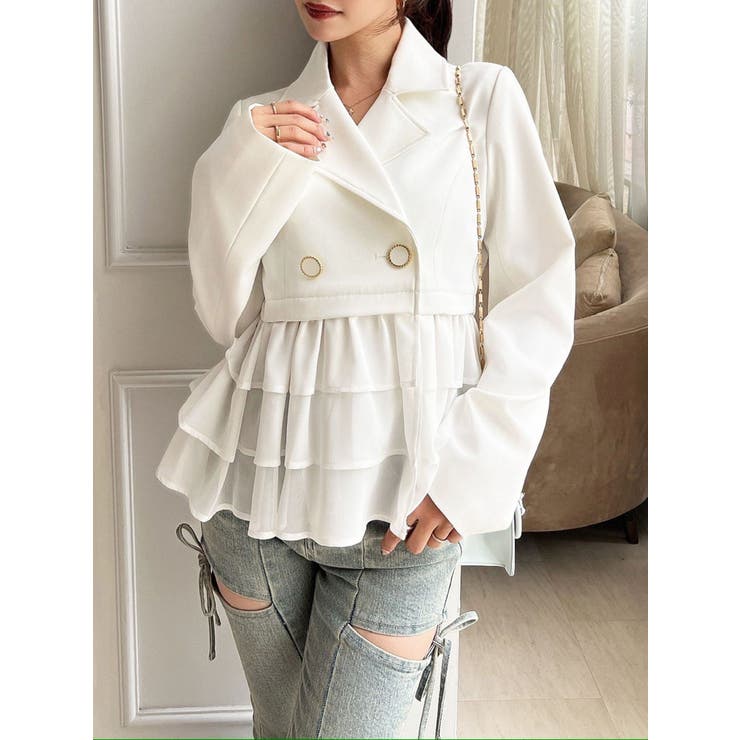 アイボリー | ドッキングフリルミディジャケット | RESEXXY