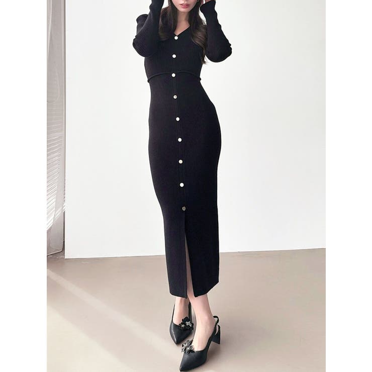 ゴールドボタンタイトニットワンピース | RESEXXY | 詳細画像1 