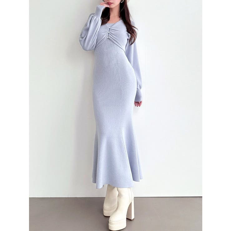 ブルー | レイヤードマーメイドニットワンピース | RESEXXY