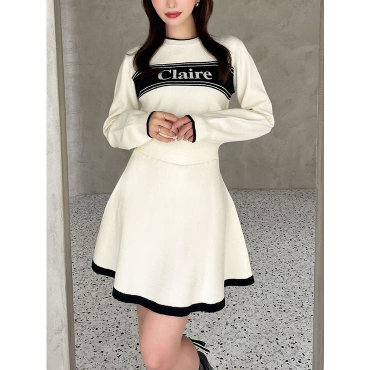 ホワイト | バイカラージャガードニットセットアップ | RESEXXY