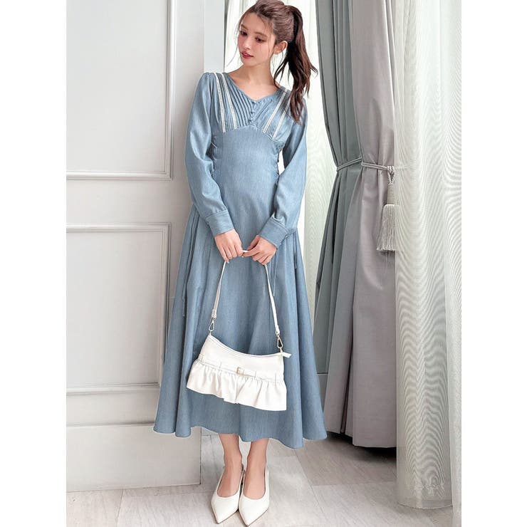 バイカラーピンタックフレアワンピース | RESEXXY | 詳細画像4 