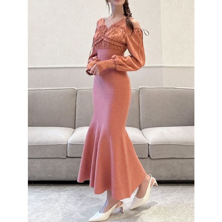 オレンジ | バストギャザーマーメイドワンピース | RESEXXY