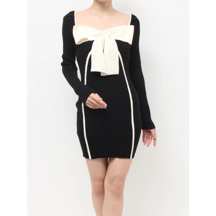 バイカラーフロントリボンニットミニワンピース | RESEXXY | 詳細画像26 