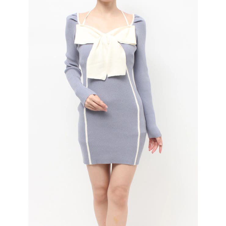 バイカラーフロントリボンニットミニワンピース | RESEXXY | 詳細画像27 