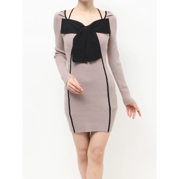 バイカラーフロントリボンニットミニワンピース | RESEXXY | 詳細画像28 