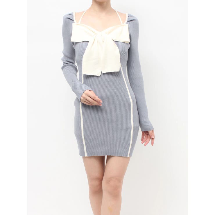 バイカラーフロントリボンニットミニワンピース | RESEXXY | 詳細画像32 