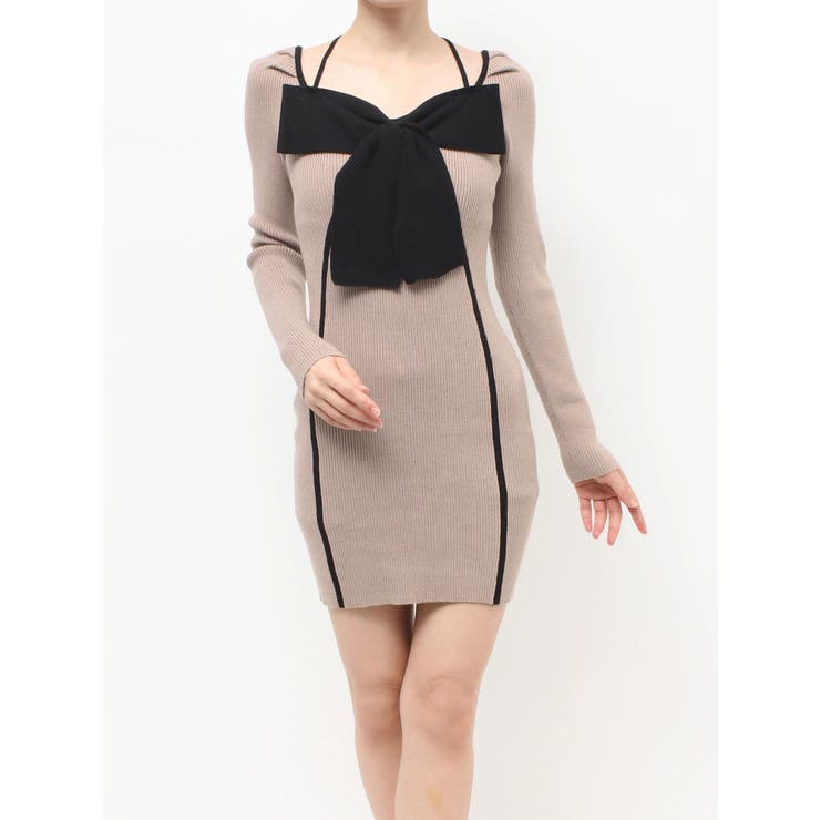 バイカラーフロントリボンニットミニワンピース | RESEXXY | 詳細画像33 