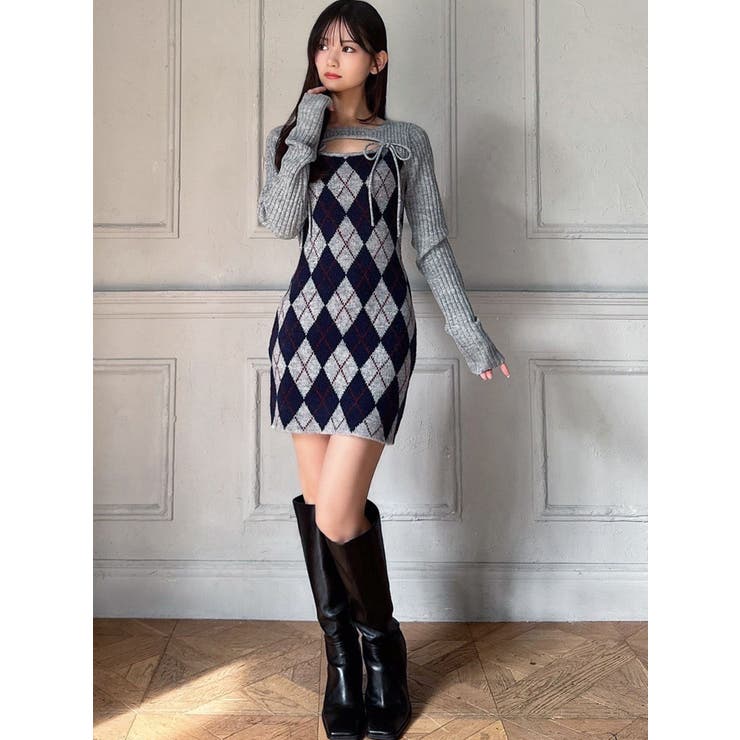 アーガイルタイトニットミニワンピース | RESEXXY | 詳細画像11 