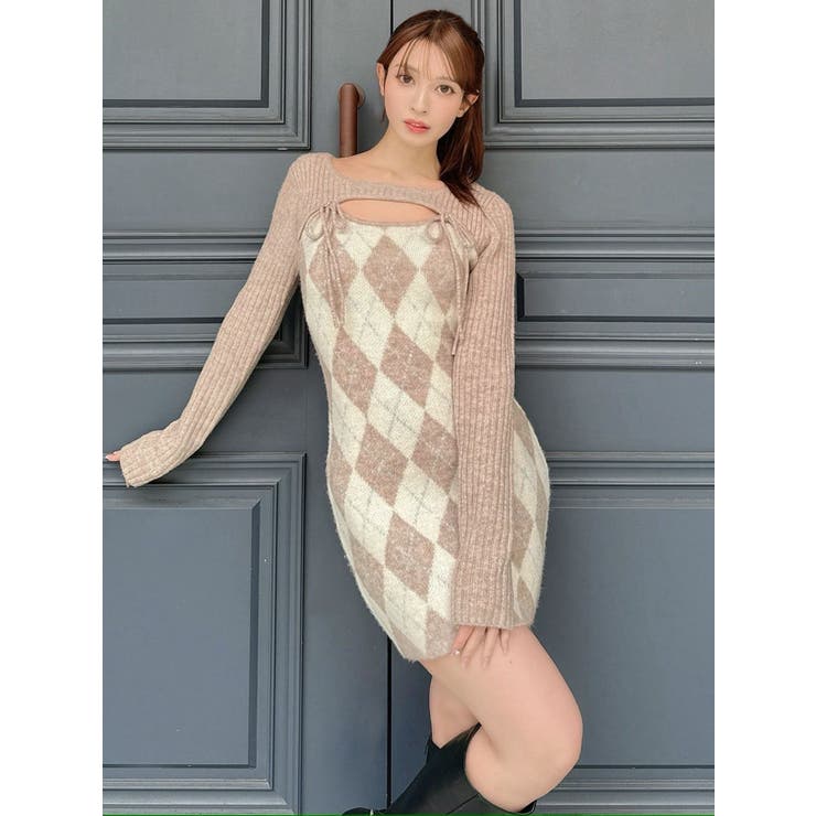 アーガイルタイトニットミニワンピース | RESEXXY | 詳細画像13 