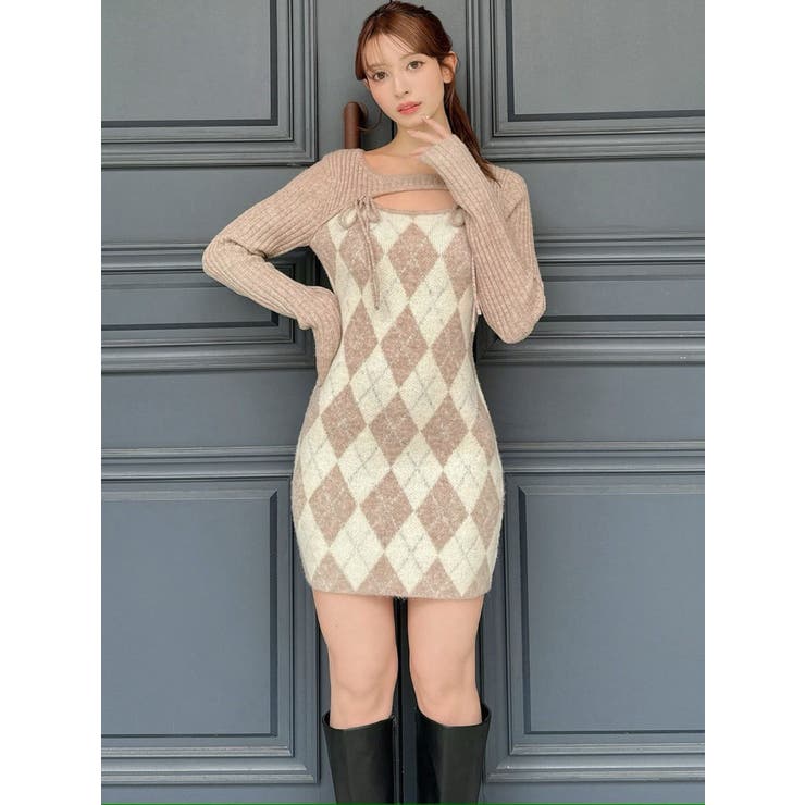 アーガイルタイトニットミニワンピース | RESEXXY | 詳細画像14 