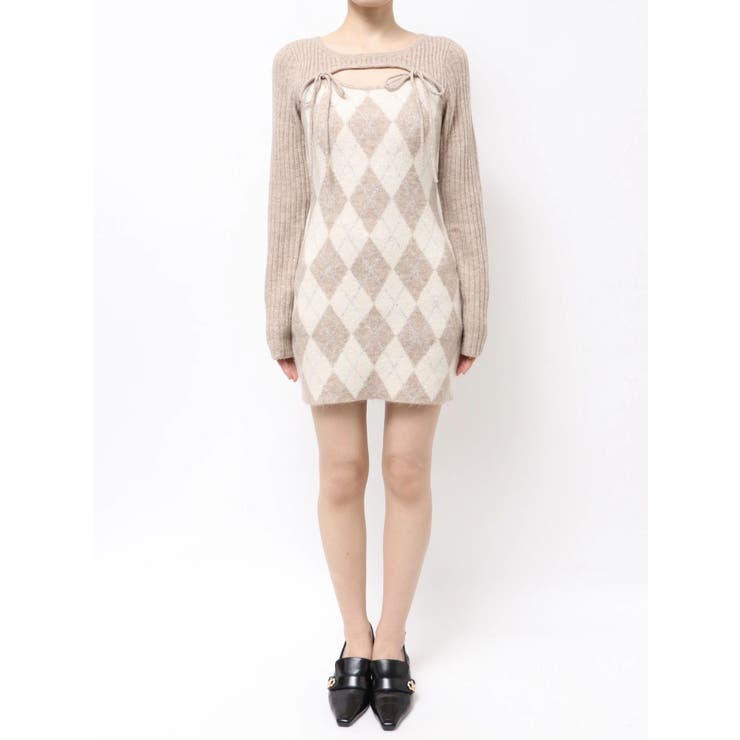 アーガイルタイトニットミニワンピース | RESEXXY | 詳細画像33 