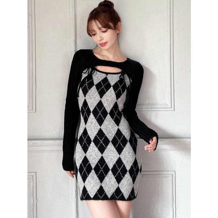 アーガイルタイトニットミニワンピース | RESEXXY | 詳細画像4 