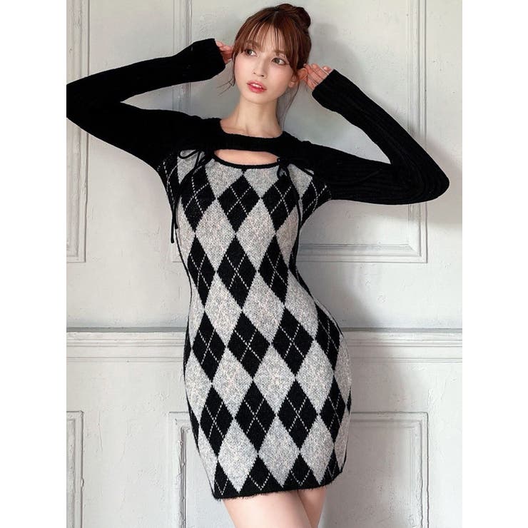 アーガイルタイトニットミニワンピース | RESEXXY | 詳細画像5 