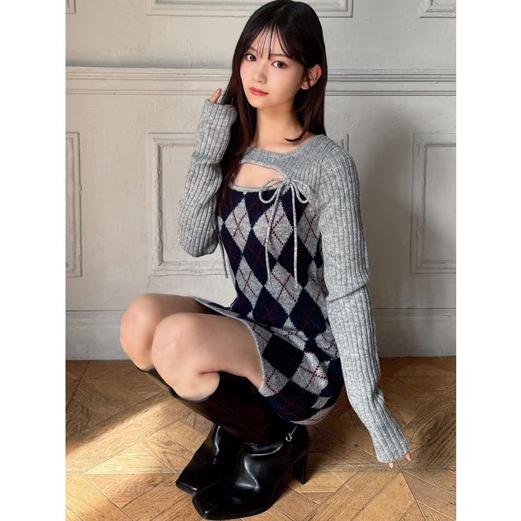 アーガイルタイトニットミニワンピース | RESEXXY | 詳細画像8 