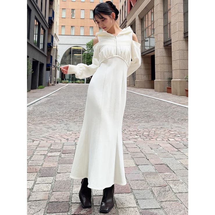 ホワイト | 【追加生産分】レイヤードフーディワンピース | RESEXXY