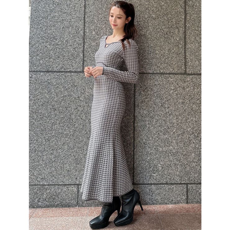 【WEB限定】バイカラーツイードニットワンピース | RESEXXY | 詳細画像12 