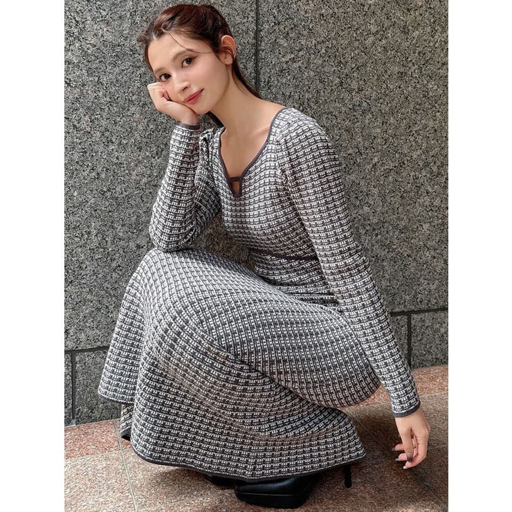 【WEB限定】バイカラーツイードニットワンピース | RESEXXY | 詳細画像13 