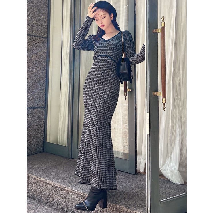 【WEB限定】バイカラーツイードニットワンピース | RESEXXY | 詳細画像5 