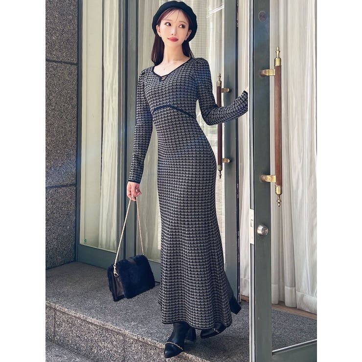 【WEB限定】バイカラーツイードニットワンピース | RESEXXY | 詳細画像6 