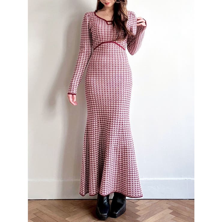 【WEB限定】バイカラーツイードニットワンピース | RESEXXY | 詳細画像8 