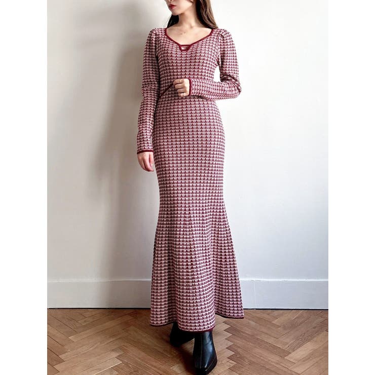 【WEB限定】バイカラーツイードニットワンピース | RESEXXY | 詳細画像9 