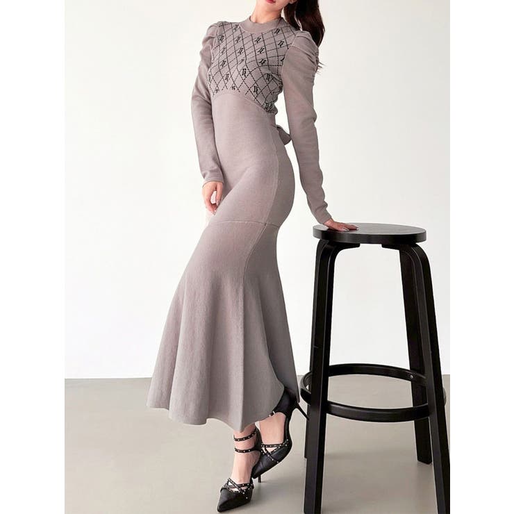 チェックジャガードマーメイドニットワンピース | RESEXXY | 詳細画像1 