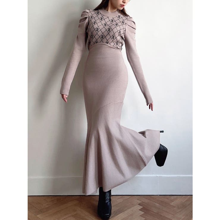 チェックジャガードマーメイドニットワンピース | RESEXXY | 詳細画像12 