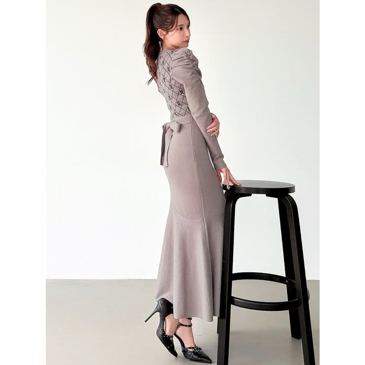 チェックジャガードマーメイドニットワンピース | RESEXXY | 詳細画像2 