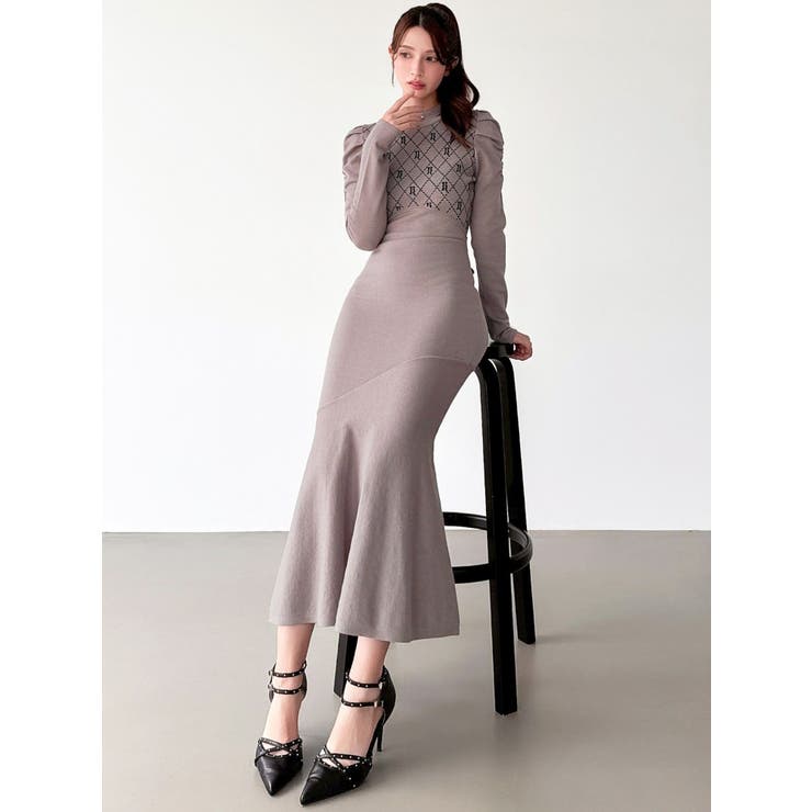 チェックジャガードマーメイドニットワンピース | RESEXXY | 詳細画像4 