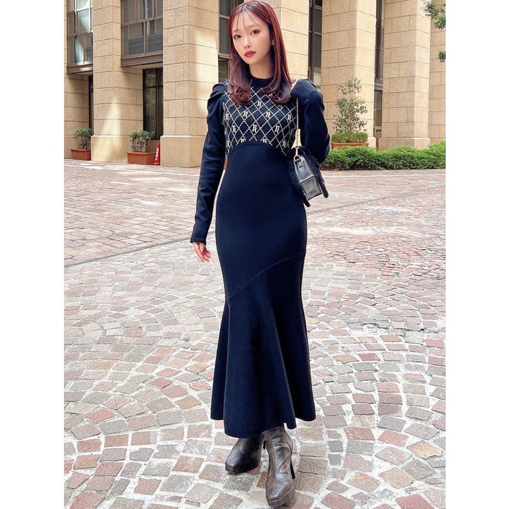 チェックジャガードマーメイドニットワンピース | RESEXXY | 詳細画像6 